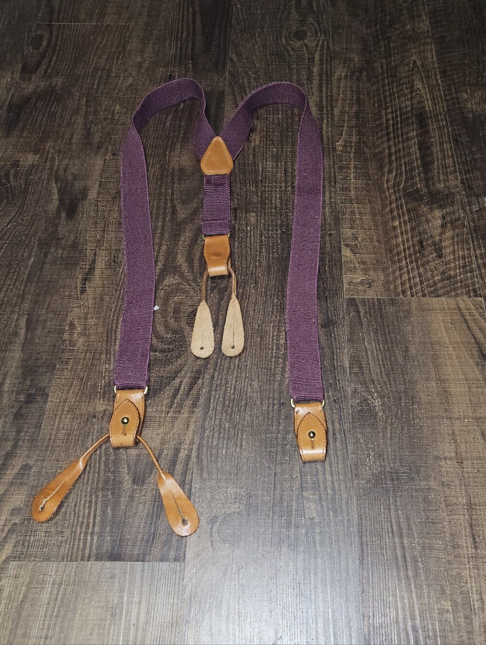 Vintage Polo Country Ralph Lauren Fabric And Leather Suspenders